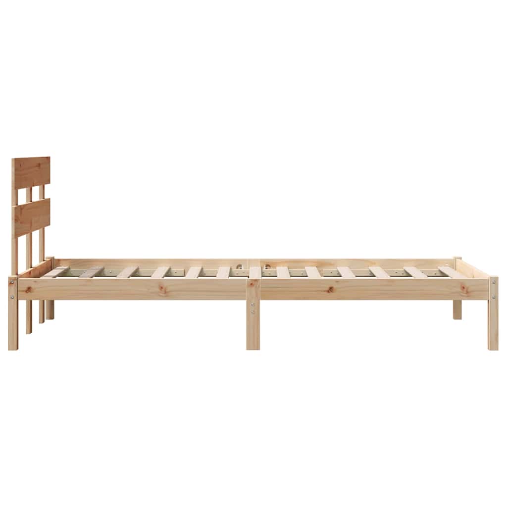 Bed Frame with Headboard Brown 75 x 190 cm Solid Pine wood