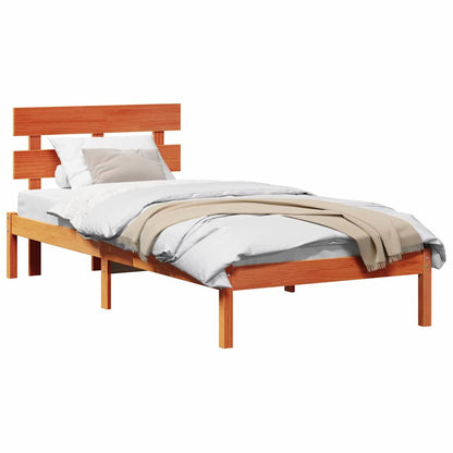Bed Frame with Headboard Brown 75 x 190 cm Solid Pine wood