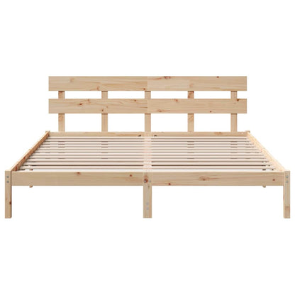 Bed Frame with Headboard Brown 200 x 200 cm Solid Pine wood