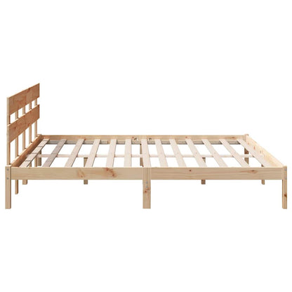 Bed Frame with Headboard Brown 200 x 200 cm Solid Pine wood