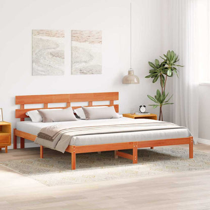 Bed Frame with Headboard Brown 200 x 200 cm Solid Pine wood