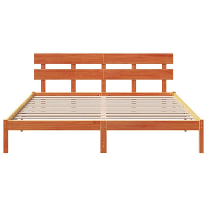 Bed Frame with Headboard Brown 200 x 200 cm Solid Pine wood
