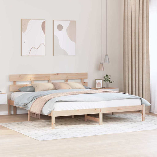 Bed Frame with Headboard Brown 180 x 200 cm Solid Pine wood