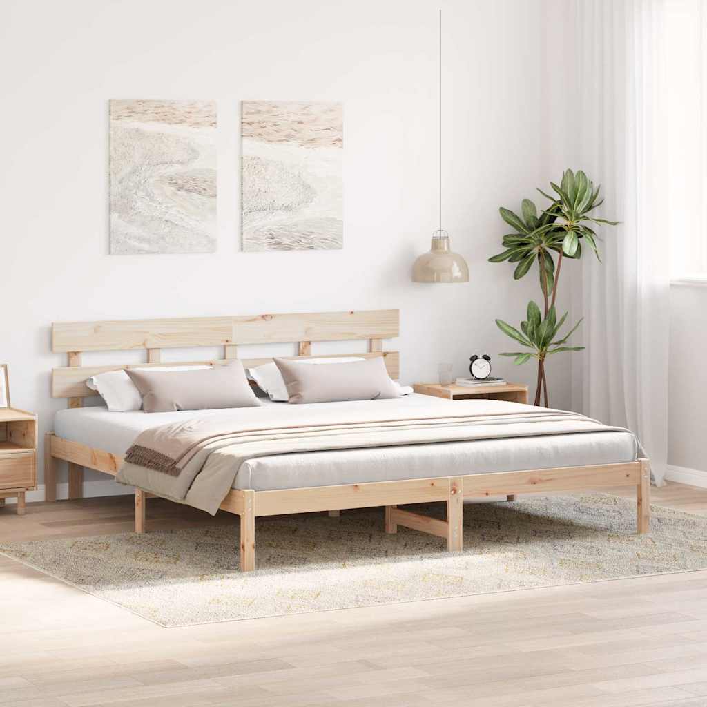 Bed Frame with Headboard Brown 180 x 200 cm Solid Pine wood