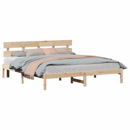 Bed Frame with Headboard Brown 180 x 200 cm Solid Pine wood