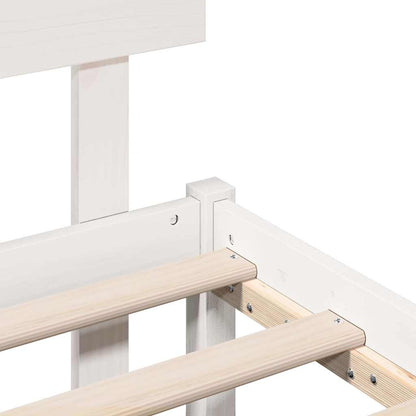 Bed Frame with Headboard White 180 x 200 cm Solid Pine wood