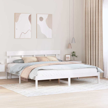 Bed Frame with Headboard White 180 x 200 cm Solid Pine wood