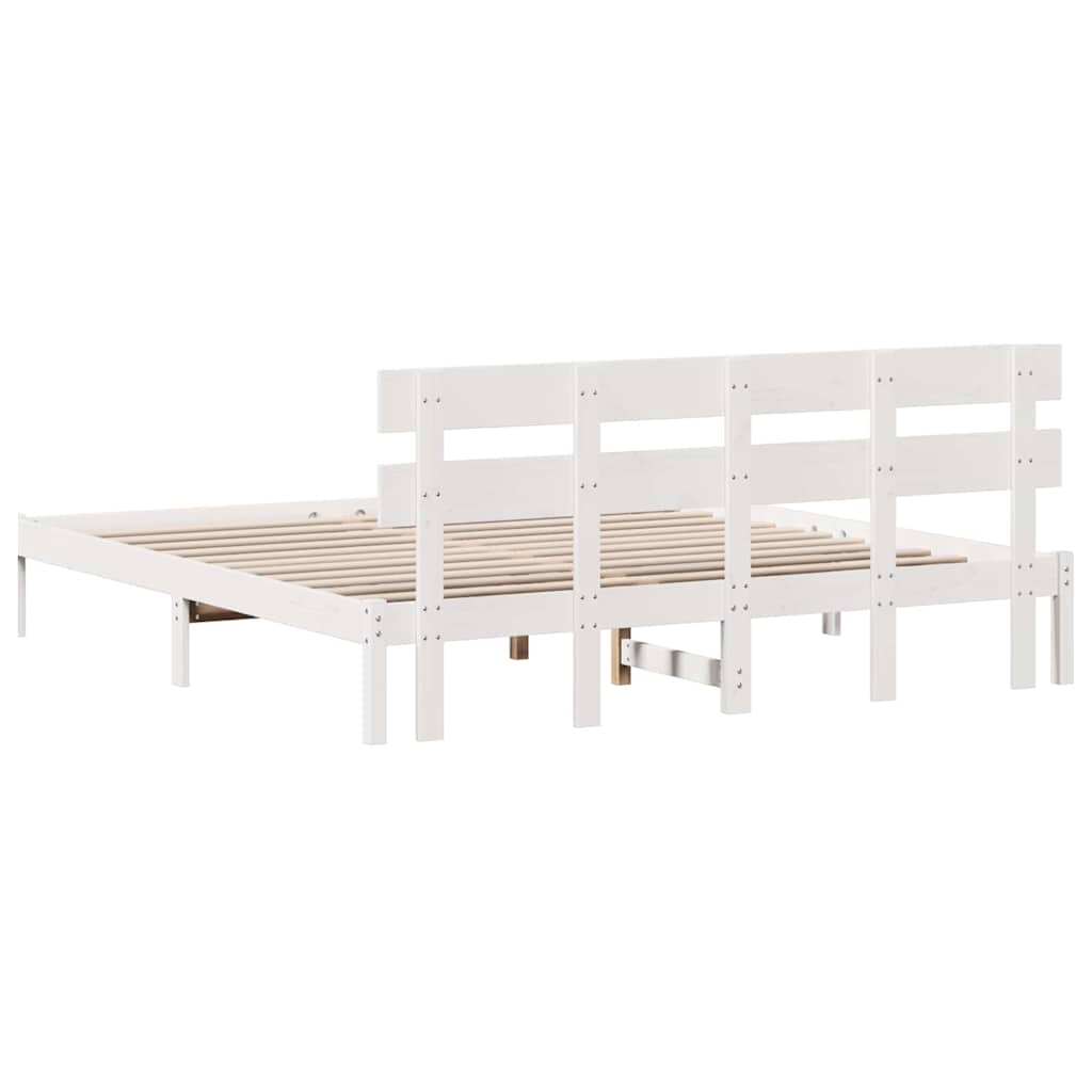 Bed Frame with Headboard White 180 x 200 cm Solid Pine wood