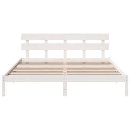 Bed Frame with Headboard White 180 x 200 cm Solid Pine wood