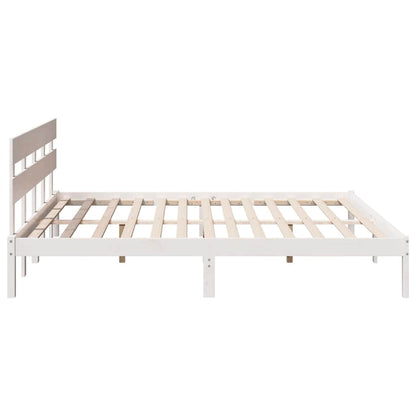 Bed Frame with Headboard White 180 x 200 cm Solid Pine wood