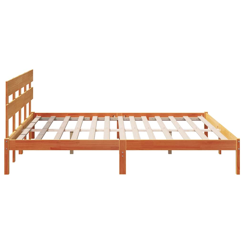 Bed Frame with Headboard Brown 180 x 200 cm Solid Pine wood