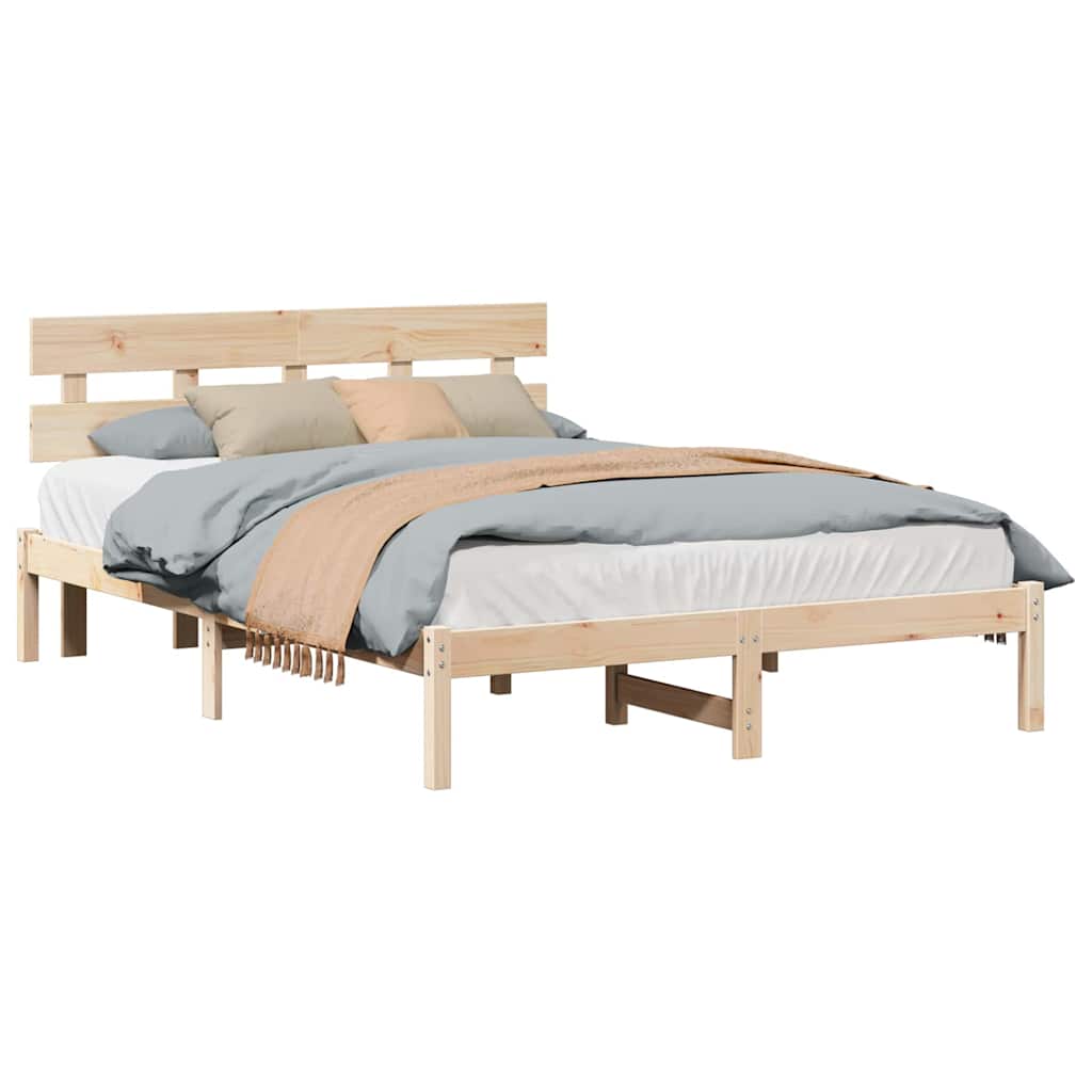 Bed Frame with Headboard Brown 160 x 200 cm Solid Pine wood