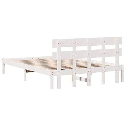 Bed Frame with Headboard White 160 x 200 cm Solid Pine wood
