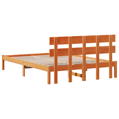 Bed Frame with Headboard Brown 160 x 200 cm Solid Pine wood