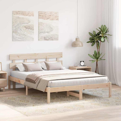 Bed Frame with Headboard Brown 150 x 200 cm Solid Pine wood
