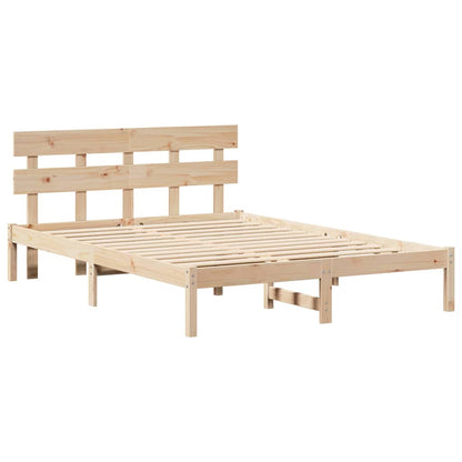 Bed Frame with Headboard Brown 150 x 200 cm Solid Pine wood