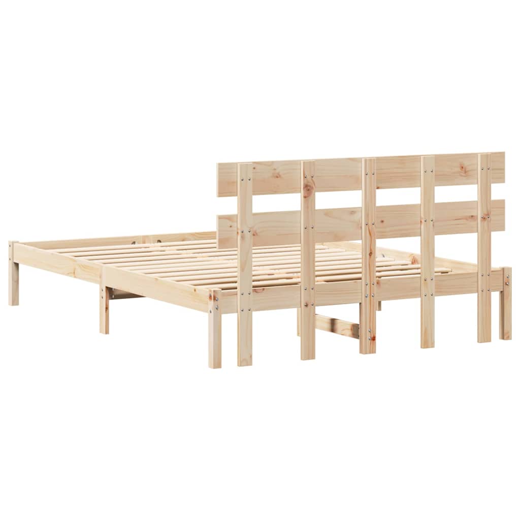 Bed Frame with Headboard Brown 150 x 200 cm Solid Pine wood