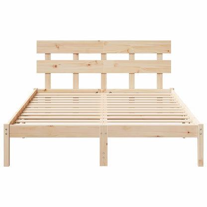 Bed Frame with Headboard Brown 150 x 200 cm Solid Pine wood