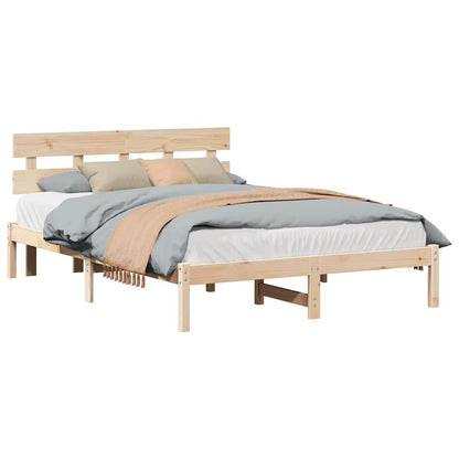 Bed Frame with Headboard Brown 150 x 200 cm Solid Pine wood