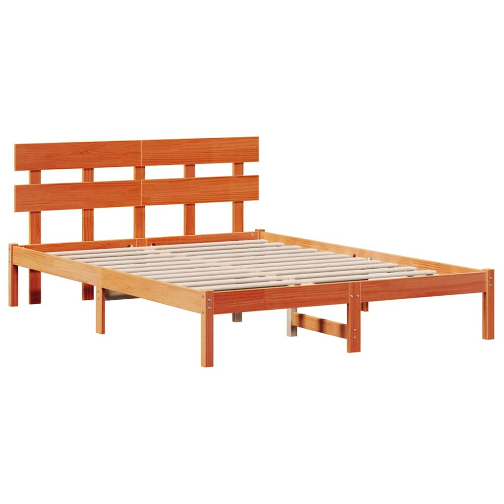 Bed Frame with Headboard Brown 150 x 200 cm Solid Pine wood