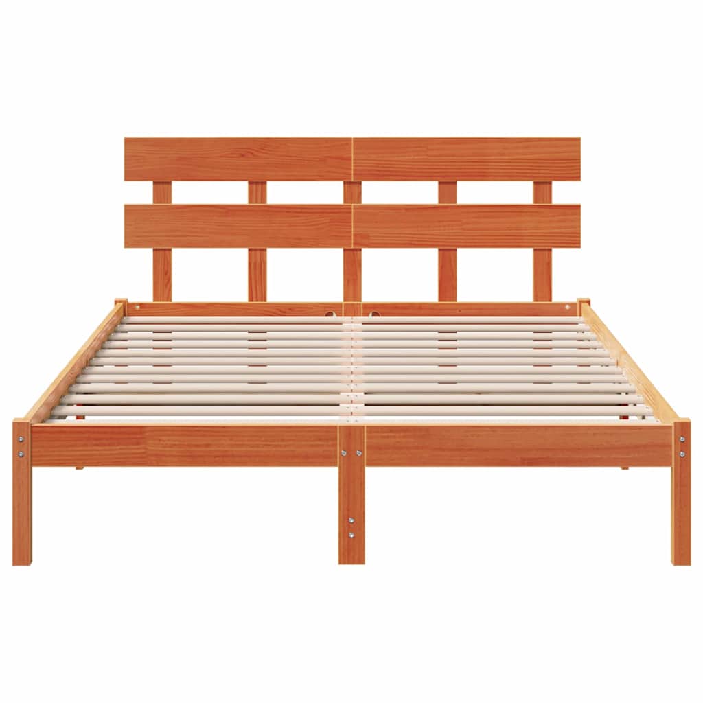 Bed Frame with Headboard Brown 150 x 200 cm Solid Pine wood
