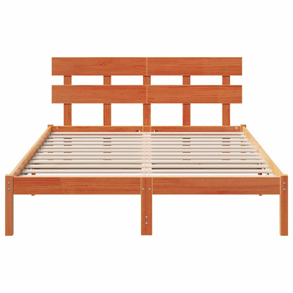 Bed Frame with Headboard Brown 150 x 200 cm Solid Pine wood