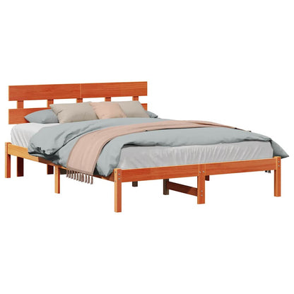 Bed Frame with Headboard Brown 150 x 200 cm Solid Pine wood