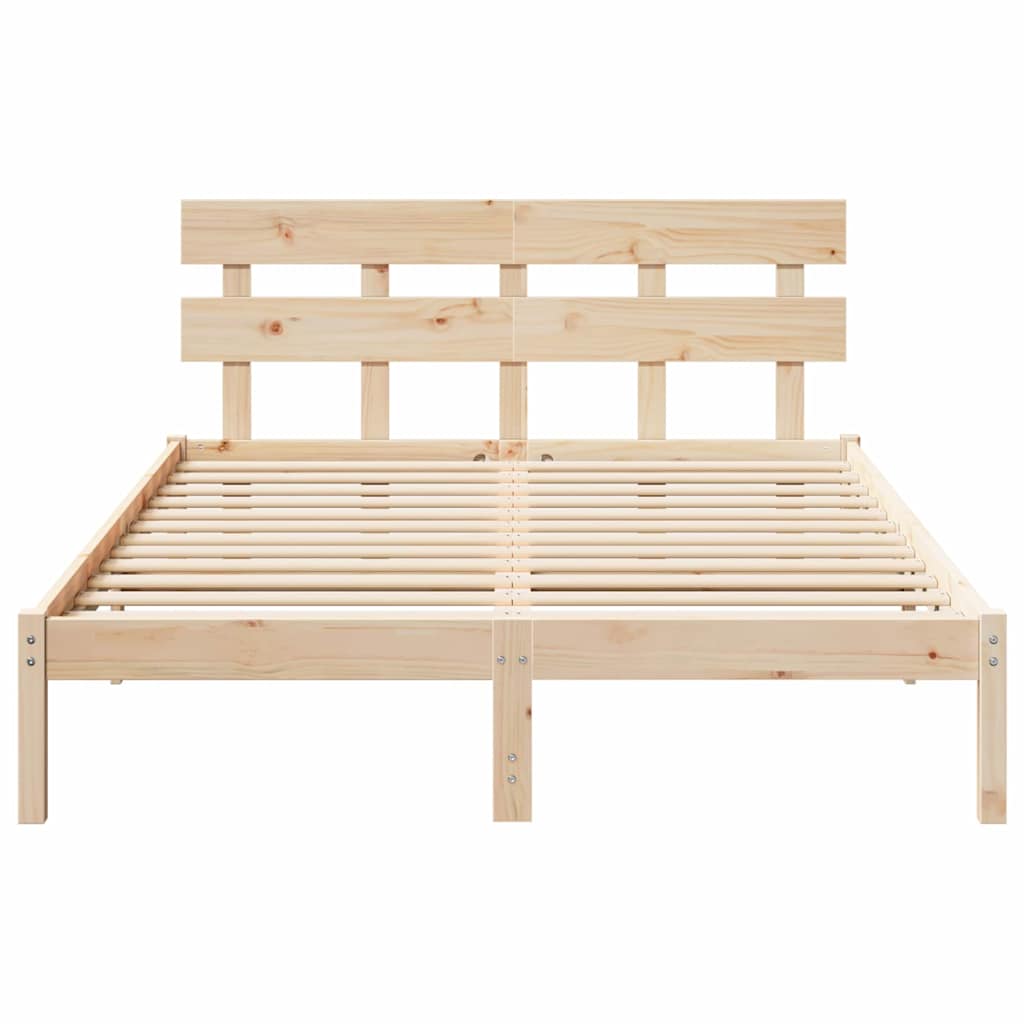 Bed Frame with Headboard Brown 140 x 200 cm Solid Pine wood