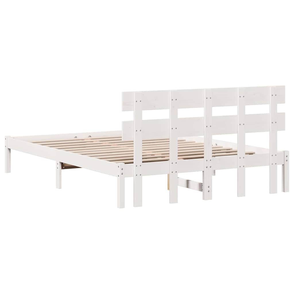 Bed Frame with Headboard Brown 140 x 200 cm Solid Pine wood