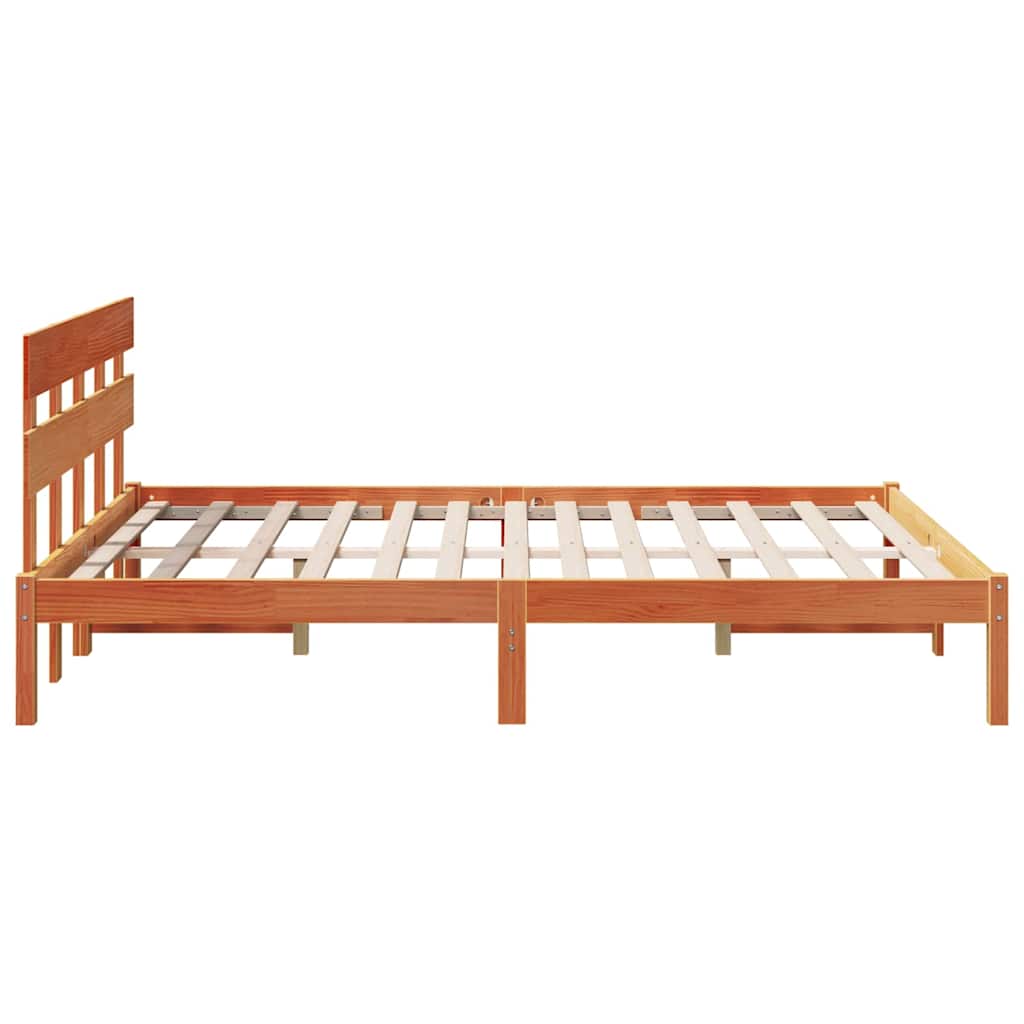 Bed Frame with Headboard Brown 140 x 200 cm Solid Pine wood