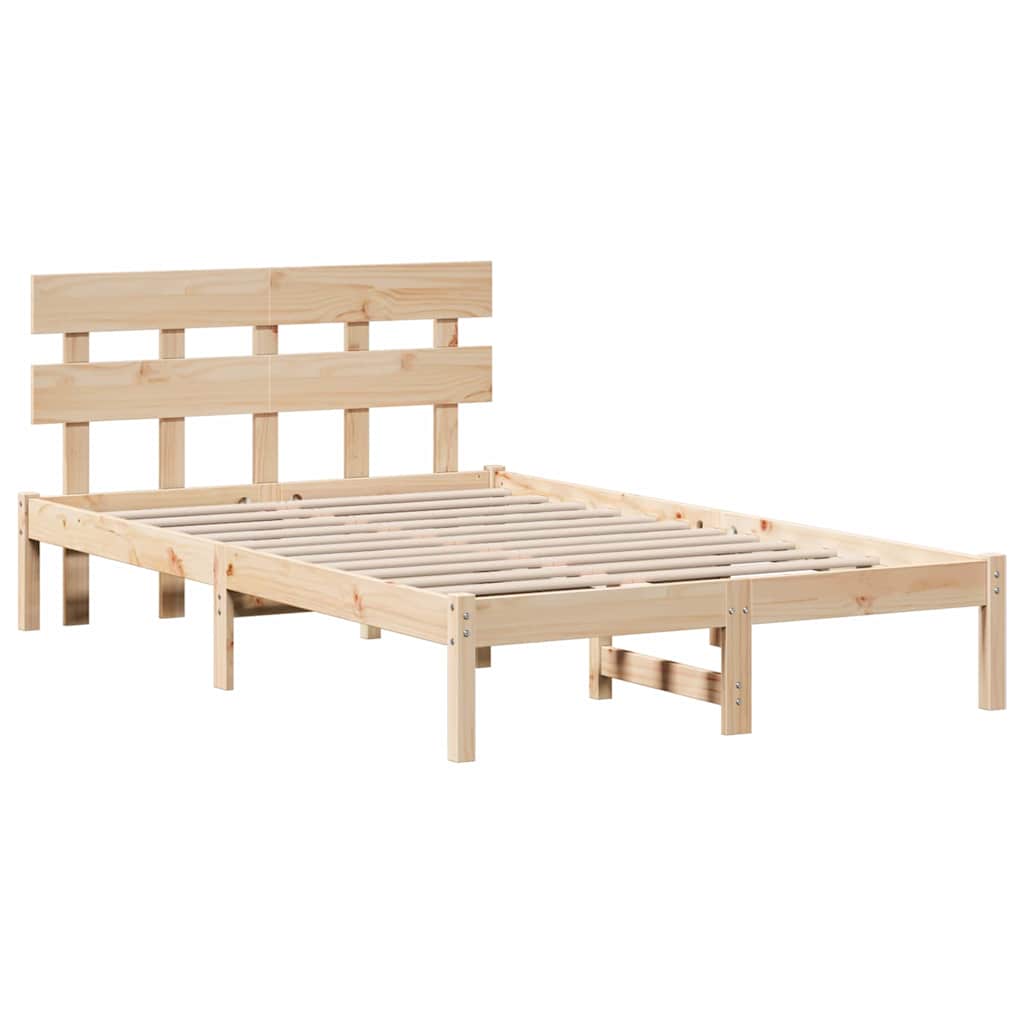 Bed Frame with Headboard Brown 140 x 190 cm Solid Pine wood