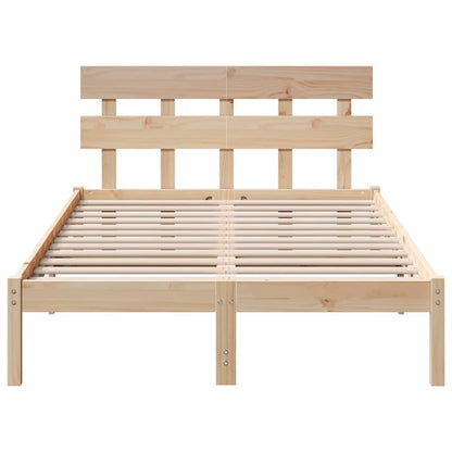 Bed Frame with Headboard Brown 140 x 190 cm Solid Pine wood