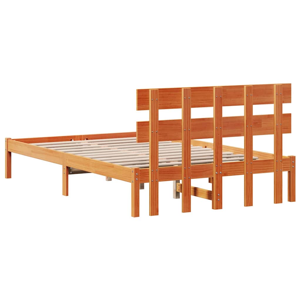 Bed Frame with Headboard Brown 140 x 190 cm Solid Pine wood
