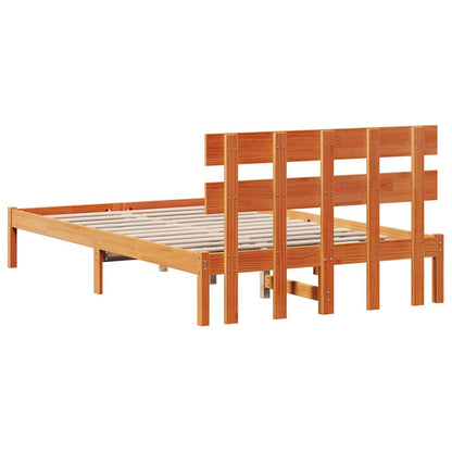 Bed Frame with Headboard Brown 140 x 190 cm Solid Pine wood