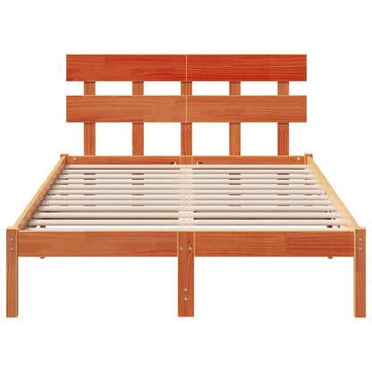 Bed Frame with Headboard Brown 140 x 190 cm Solid Pine wood