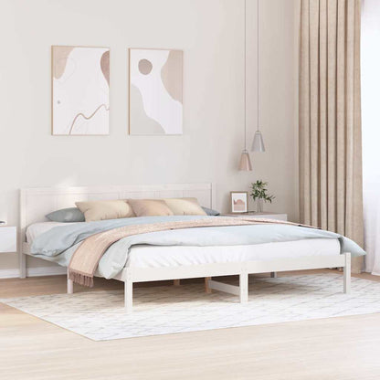 Bed Frame White 200 x 200 cm Solid Pine wood