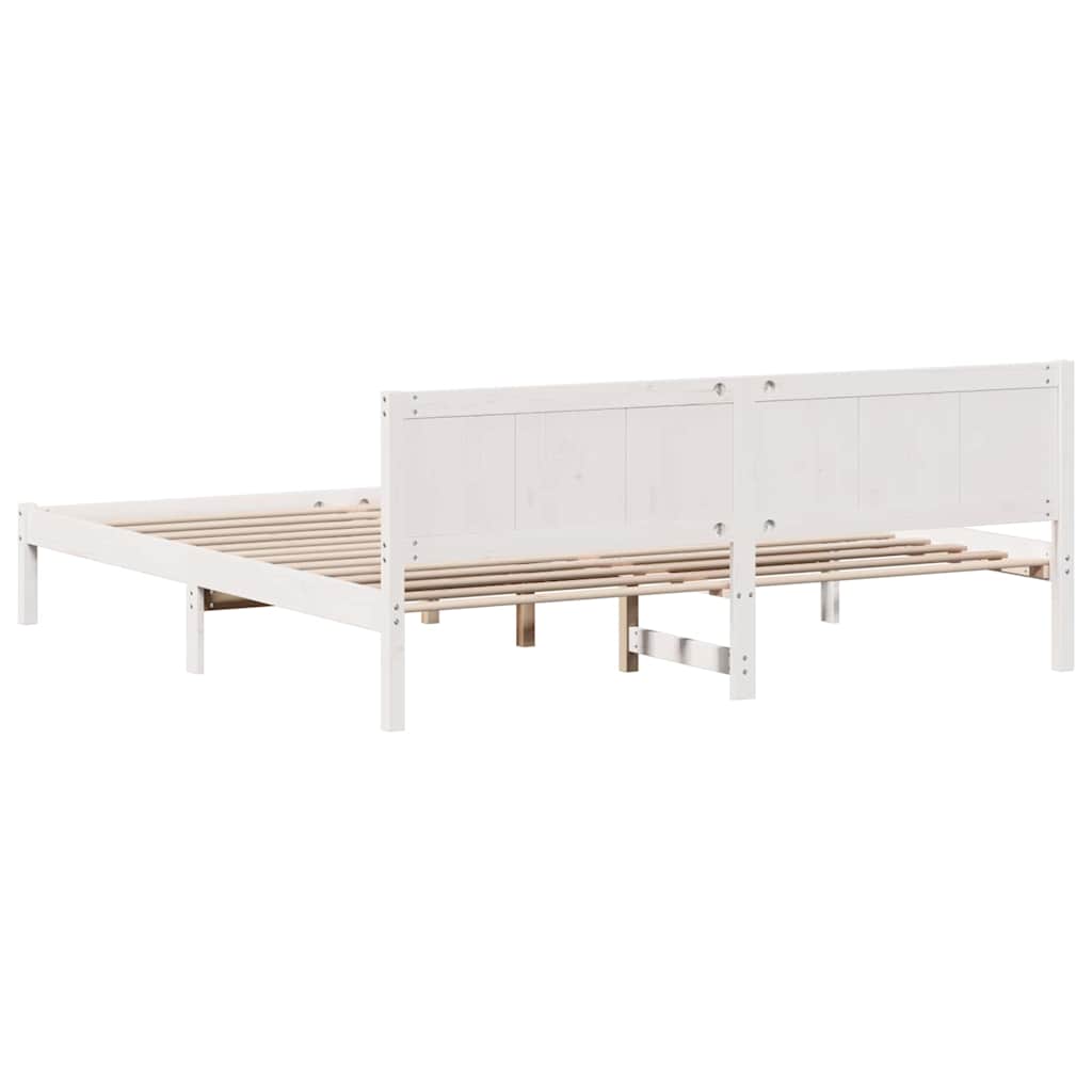 Bed Frame White 200 x 200 cm Solid Pine wood