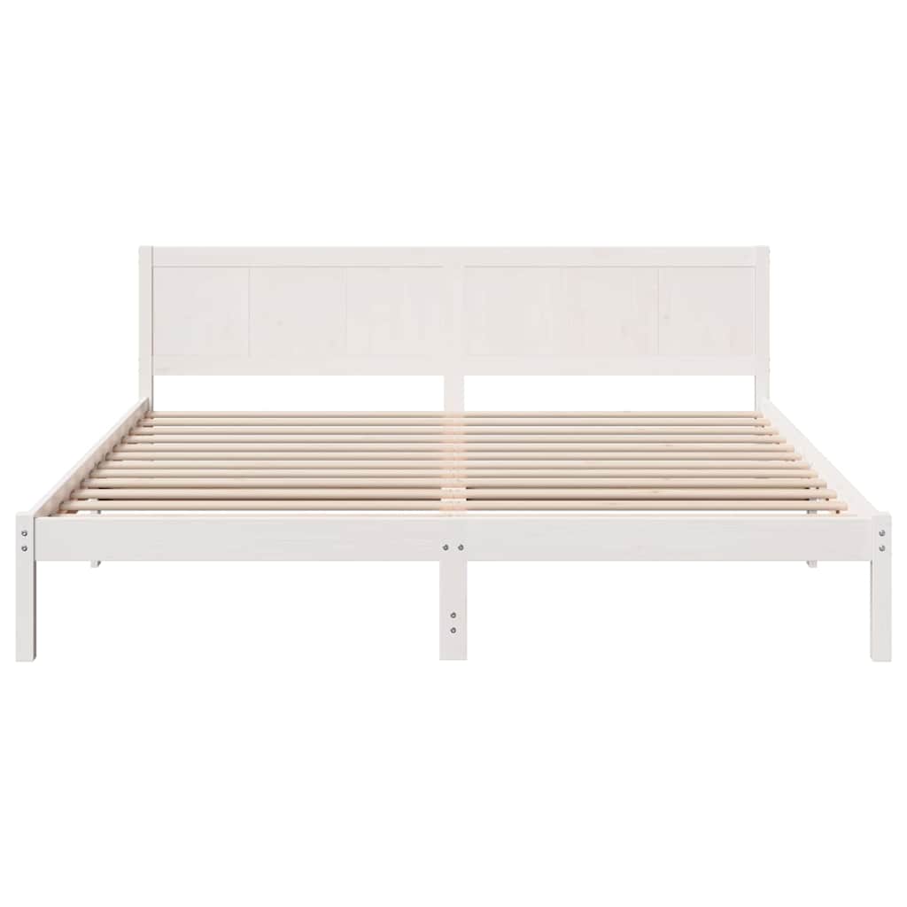 Bed Frame White 200 x 200 cm Solid Pine wood