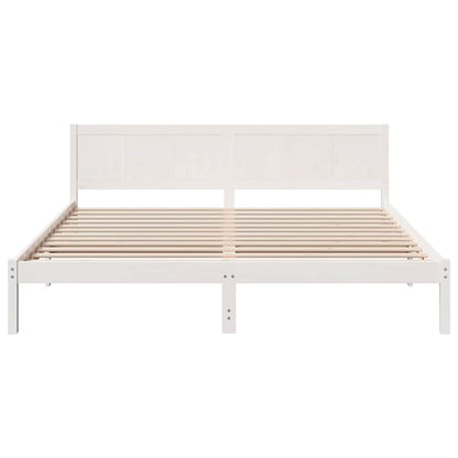 Bed Frame White 200 x 200 cm Solid Pine wood