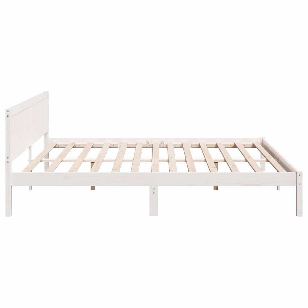 Bed Frame White 200 x 200 cm Solid Pine wood