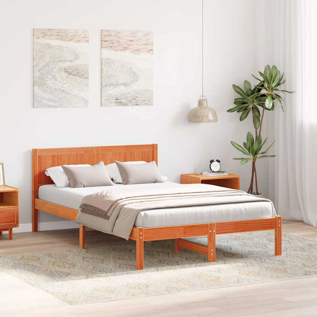 Bed Frame Brown 135 x 190 cm Solid Pine wood