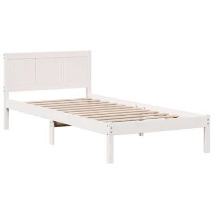Bed Frame White 90 x 200 cm Solid Pine wood