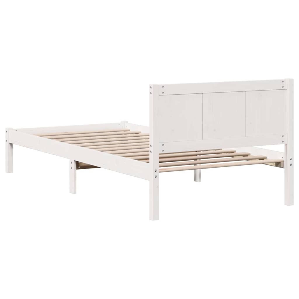 Bed Frame White 90 x 200 cm Solid Pine wood