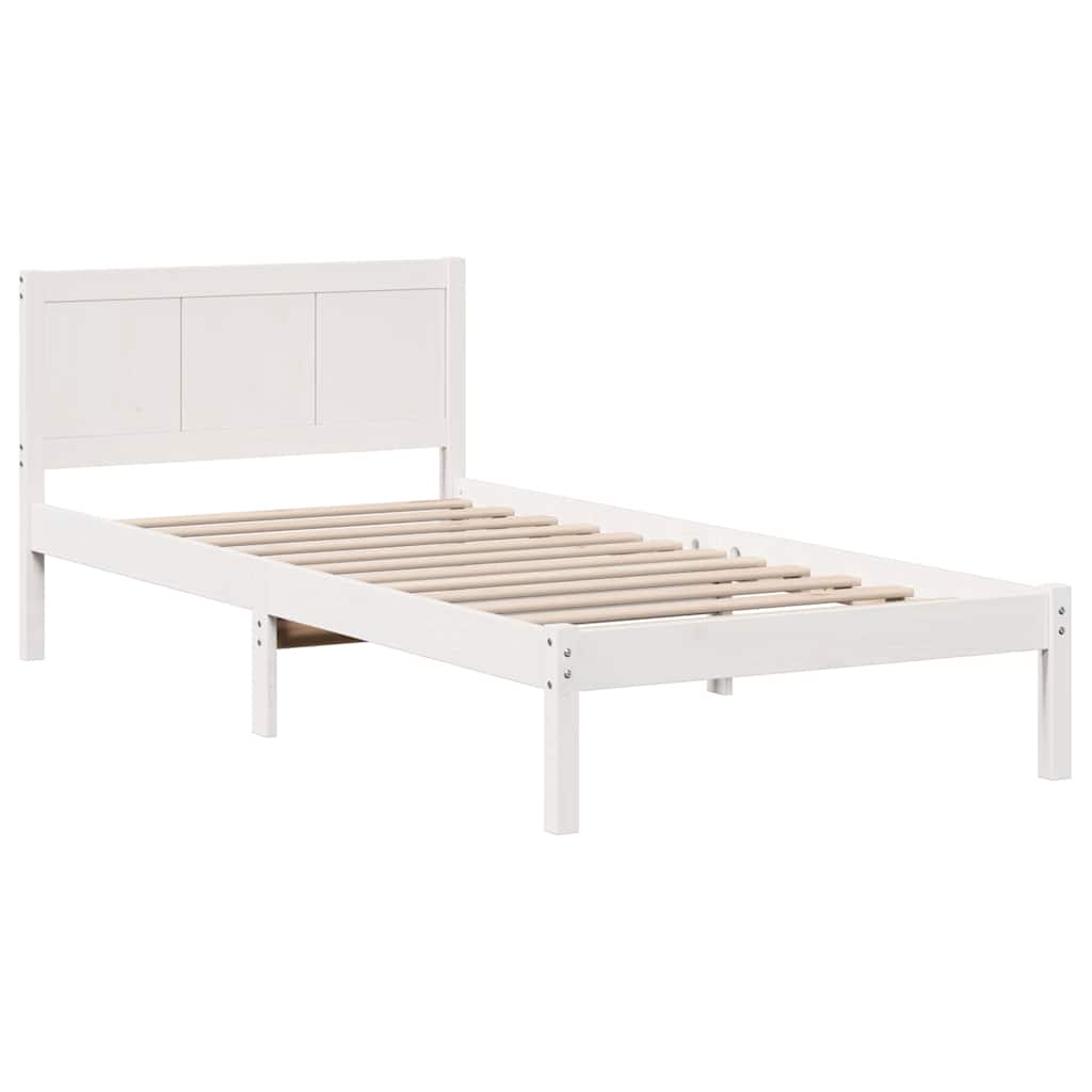 Bed Frame White 100 x 200 cm Solid Pine wood