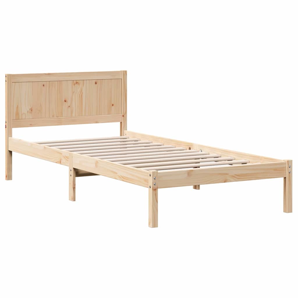Bed Frame Brown 75 x 190 cm Solid Pine wood