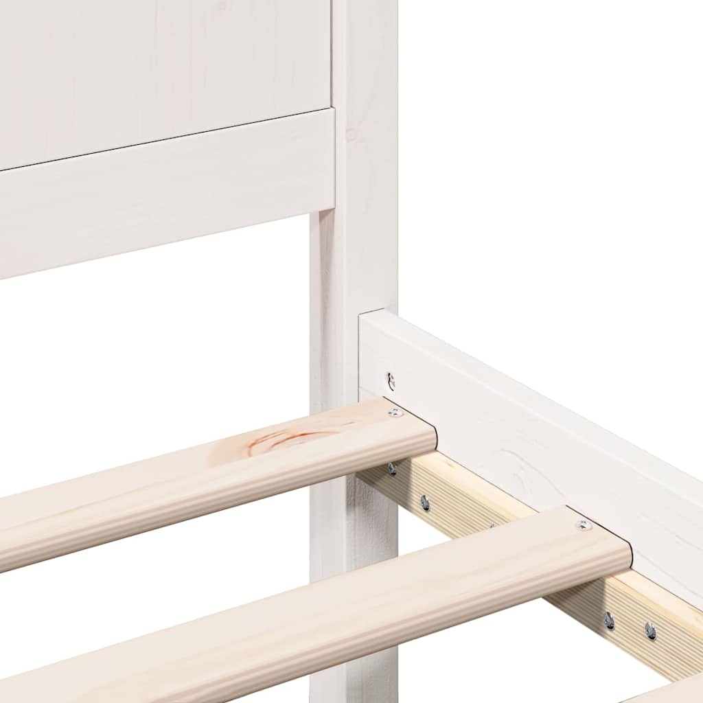 Bed Frame White 75 x 190 cm Solid Pine wood