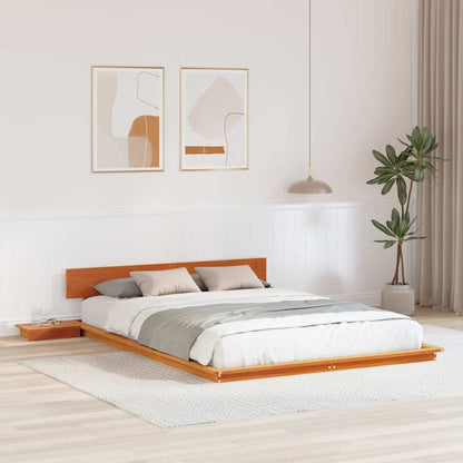 Bed Frame with Headboard with Storage Brown 140 x 200 cm Wood
