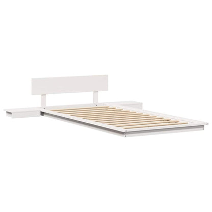 Bed Frame with Headboard with Storage White 100 x 200 cm Wood