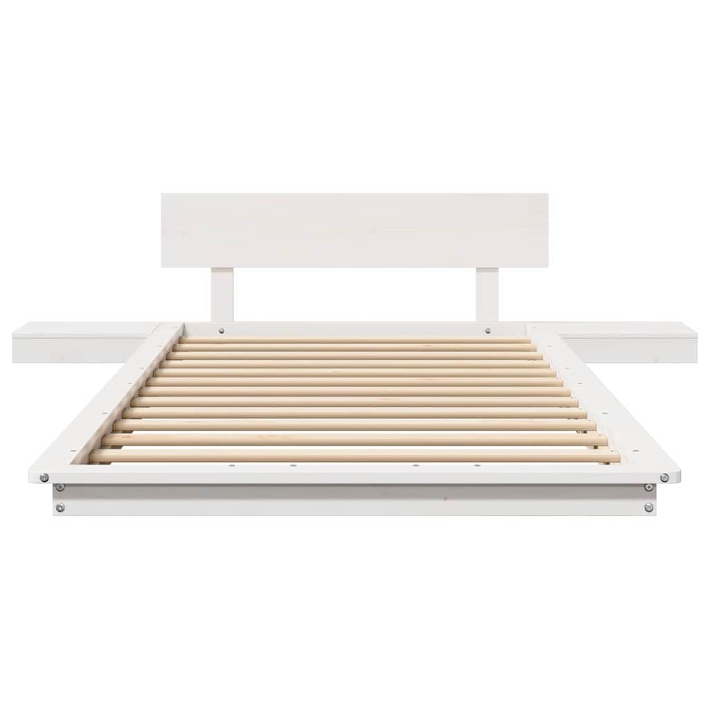 Bed Frame with Headboard with Storage White 100 x 200 cm Wood