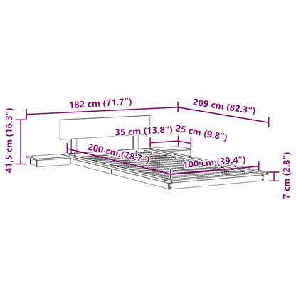 Bed Frame with Headboard with Storage White 100 x 200 cm Wood
